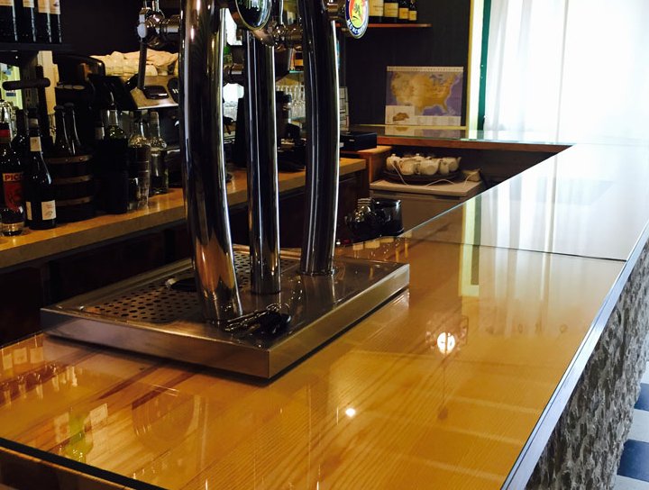 Dessus de comptoir de bar en verre securit transparent